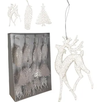 Vánoční dekorace Vánoční ozdoba - PP bílá - různé tvary 16 cm, mix / 1ks