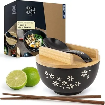 Keramická ramenová miska Moritz & Moritz - 600 ml - 15 cm Ø - Sada černých ramenových misek pro 1