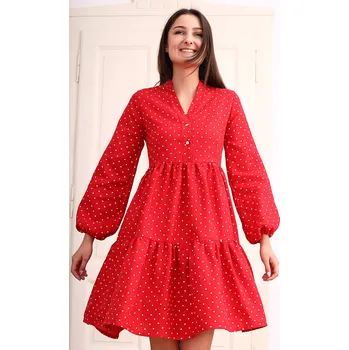 Dámské šaty Lotika Puntíkaté 100% lněné autorské šaty Lotika 1045790