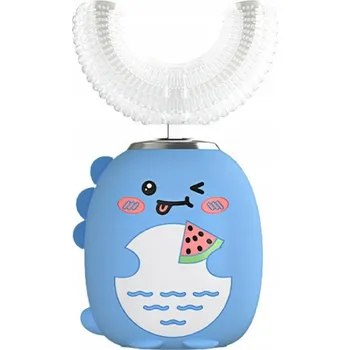 Elektrický zubní kartáček Sonický kartáček ve tvaru U pro děti 3–12 let, dinosaurus, IPX7