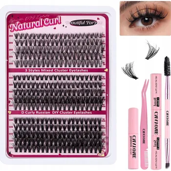 Péče o řasy a obočí Bondingové řasy 300 ks. Sada pro domácí aplikaci Bonding Lash DIY Umělé řasy + Příslušenství lepidlo