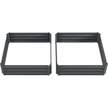 Vyvýšený záhon Sada 2 vyvýšených záhonů 100x100x30 cm | tmavě šedá