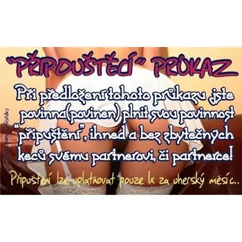 Žertovný předmět Průkaz Připouštěcí průkaz 607890