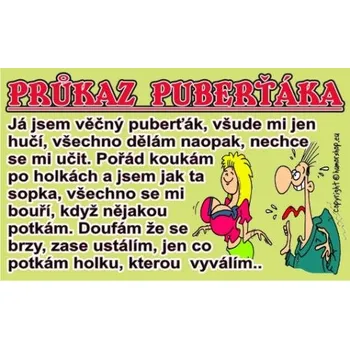 Žertovný předmět Průkaz Průkaz puberťáka 607880