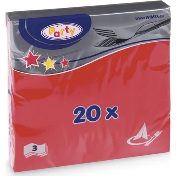 Papírový kapesník UNIPAP Wimex papírové ubrousky červené 3-vrstvé 33 cm x 33 cm 20 ks 31920