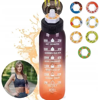 Láhev OCHUCENÁ LÁHEV LAHEV NA PITÍ NA VODU SE 7 PŘÍCHUTĚMI (PODS) SADA 1L bez cukru a kalorií