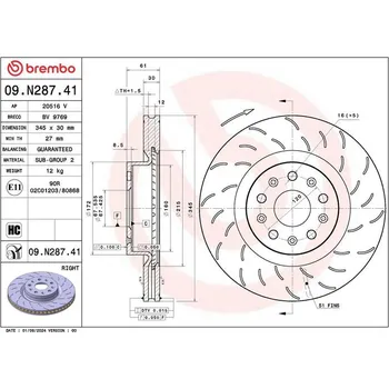 Brzdový kotouč BREMBO 09.N287.41 Brzdový kotouč (09.N287.41)