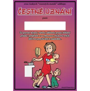 Žertovný předmět Čestné uznání Svaz vzorných matek 607849