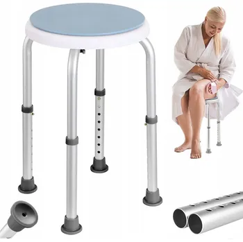 Koupelnové sedátko TABURET STOLIČKA DO SPRCHY SPRCHOVÁ ŽIDLE O 360° NASTAVITELNÁ 136 KG