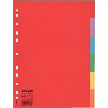 ESSELTE Rejstříky Economy, mix barev, karton, A4, 6 dílů, ESSELTE 93633