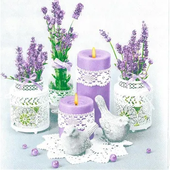 Pol-Mak Ubrousky MAKI L (20ks) Lace Flower Pots with Lavender 358123
