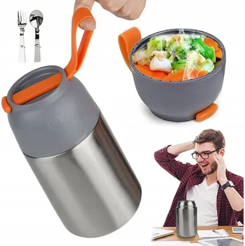 Termoska OBĚDOVÝ TERMOSKA Z OCELI, TERMO NÁDOBA NA JÍDLO, LED, 6-12 HODIN, 650 ml