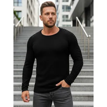 Pánský svetr Černý svetr s vroubkováním WX1605 Velikost: XL