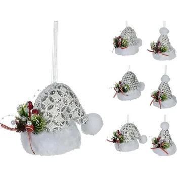 Vánoční dekorace Vánoční čepice 12 cm krajková se stuhou, mix /1ks 454595