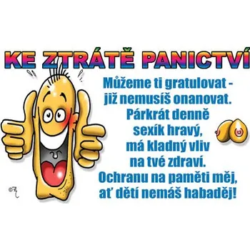 Žertovný předmět Průkaz Ke ztrátě panictví