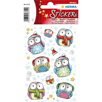 Vánoční dekorace Vánoční etikety Magic - sovy v zimě, pohyblivé oči 448809