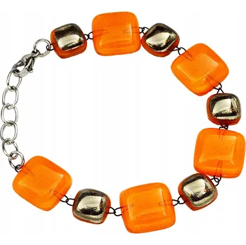 Náramek Oranžový náramek skládaný, ruční výroba, zdobený platinou