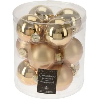 Vánoční dekorace Vánoční koule 60 mm skleněné 12 ks mix zlatá/matná