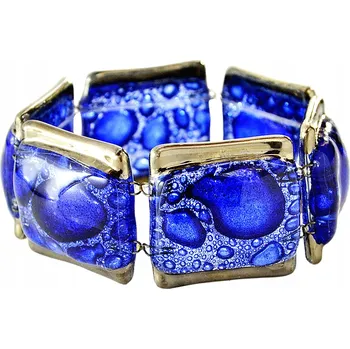 Náramek Tyrkysový náramek natahovací, ruční výroba, zdobený platinou