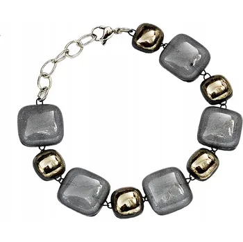 Náramek Oranžový náramek skládaný, ruční výroba, zdobený platinou