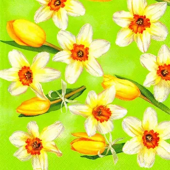 Papírový kapesník Pol-Mak Ubrousky MAKI L (20ks) Yellow Tulips and Daffodils 358126