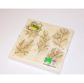 Papírový kapesník Ubrousky DAISY L (20ks) Béžová květina ilustrace /SD_OG_040001/ 489007