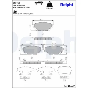 Brzdová destička DELPHI LP3919 Sada brzdových destiček, kotoučová brzda (LP3919)
