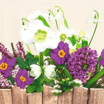 Papírový kapesník Pol-Mak Ubrousky MAKI L (20ks) Flowers behind the Wood Fence 357912