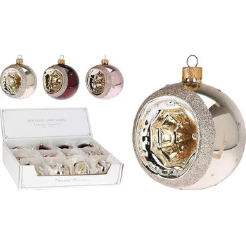 Vánoce Vánoční koule skleněná 80 mm, reflektor (3 barvy) cena je za 1 ks 524422