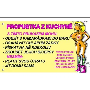 Žertovný předmět Průkaz Propustka z kuchyně