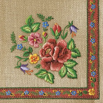 Papírový kapesník Pol-Mak Ubrousky MAKI L (20ks) Roses Mountain Embroidery Folk on Grey 576188