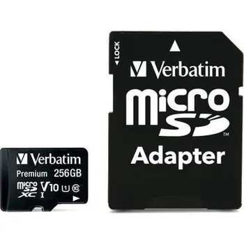 Paměťová karta Verbatim Paměťová karta Premium, microSDXC, 256GB CL10/U1, s adaptérem, VERBATIM 131782