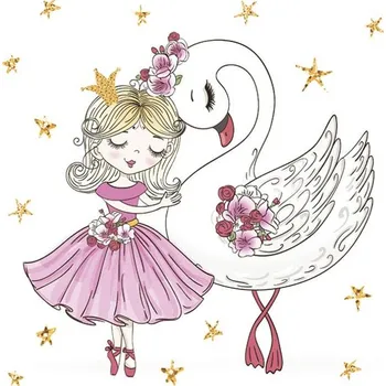 Pol-Mak Ubrousky DAISY L (20ks) Pink Ballerina with Swan 482985