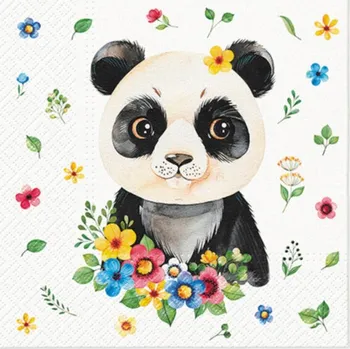 Papírový kapesník Paw Ubrousky PAW Decor – Květinová panda (20Ks) - SDL136900 369918