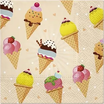 Papírový kapesník Ubrousek, zmrzlinový vzor, 2-vrstvý, 33 x 33 cm, 16 ks/balení, SDL301600 ,balení 16 ks 561913