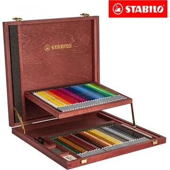 Pastelka Stabilo Pastelky STABILO CarbOthello - pastelová křída v dřevěné tužce -Dřevěný kufřík, 60 ks 450550