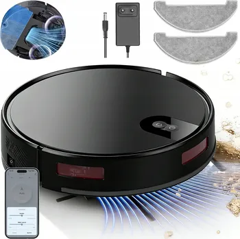 Vysavač 3V1 UKLÍZECÍ ROBOT MOPOVACÍ VYSAVAČ ČERNÝ 2300PA Alexa TUYA