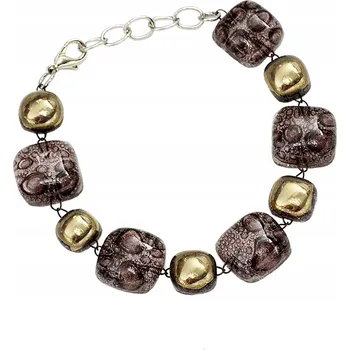 Náramek Oranžový náramek skládaný, ruční výroba, zdobený platinou