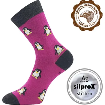 Dámské termo ponožky VoXX® Sněženka Dámské vlněné merino ponožky BM000004111200100034 tučňáci 39-42 (26-28)