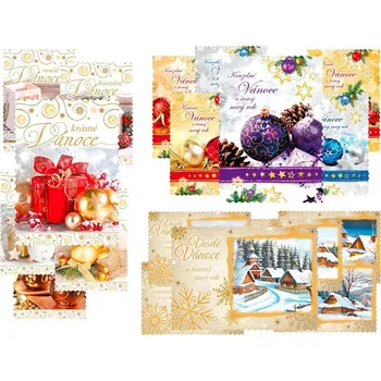 UNIPAP pohlednice vánoční MIX G001 E výsek+UV+glitr 1240807 162269