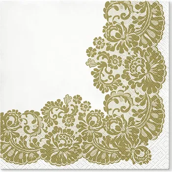 Papírový kapesník Paw Ubrousky PAW TETE L (20ks) Lacy frame gold 545155