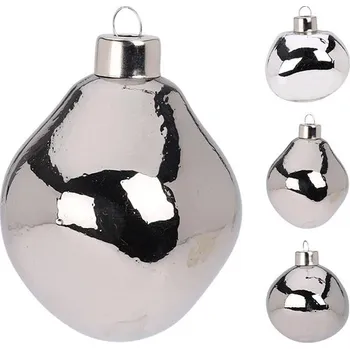Vánoční dekorace Vánoční ozdoba skleněná 60 mm, šedá-stříbrná - sada 3 ks 524415