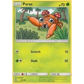 Karetní hra Pokémon HIF 004/068 Paras - Hidden Fates Stav: Excellent, Verze: REVERSE HOLO