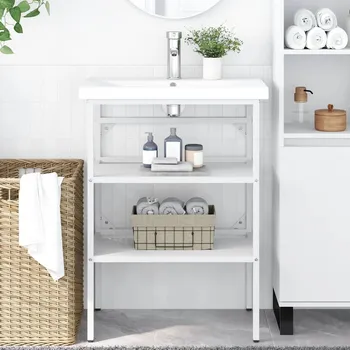 Koupelnový nábytek Koupelnový regál pod umyvadlo bílý 59 x 38 x 83 cm železo Bílá338485