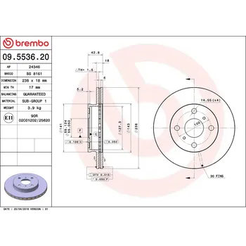 Brzdový kotouč Brzdový kotouč BREMBO 09.5536.20