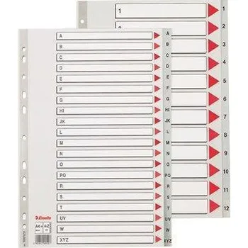 ESSELTE Barevné rejstříky, šedá, A4 Maxi, plast, A-Z, ESSELTE 20662