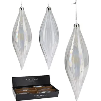 Vánoce Vánoční skleněná ozdoba 21 cm, bílá (cena za 1 ks) 531034