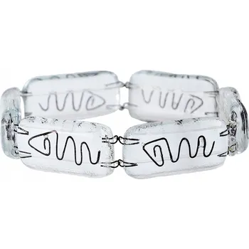 Náramek Čirý náramek natahovací, ruční výroba, s kovovým dekorem