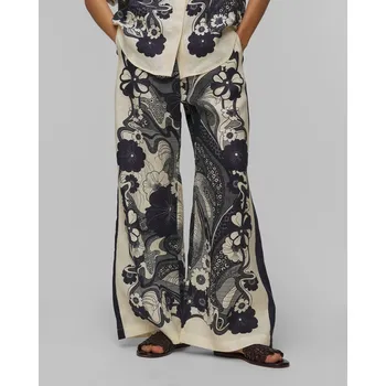 Dámské kalhoty Široké Dámské Lněné Kalhoty Alemais Mickey Pant 5134p-navy