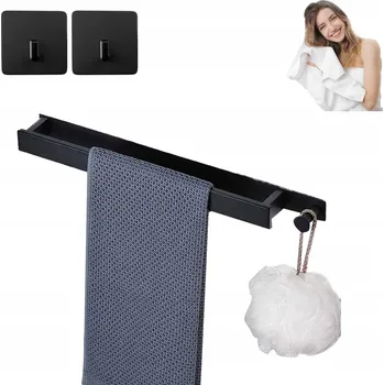 Věšák Věšák na ručníky samolepicí na zeď do koupelny loft černý 40 cm